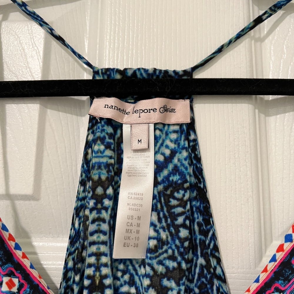 Nanette Lepore - Indigo Paisley Mini Dress Halter Beach Coverup - Picture 4 of 10